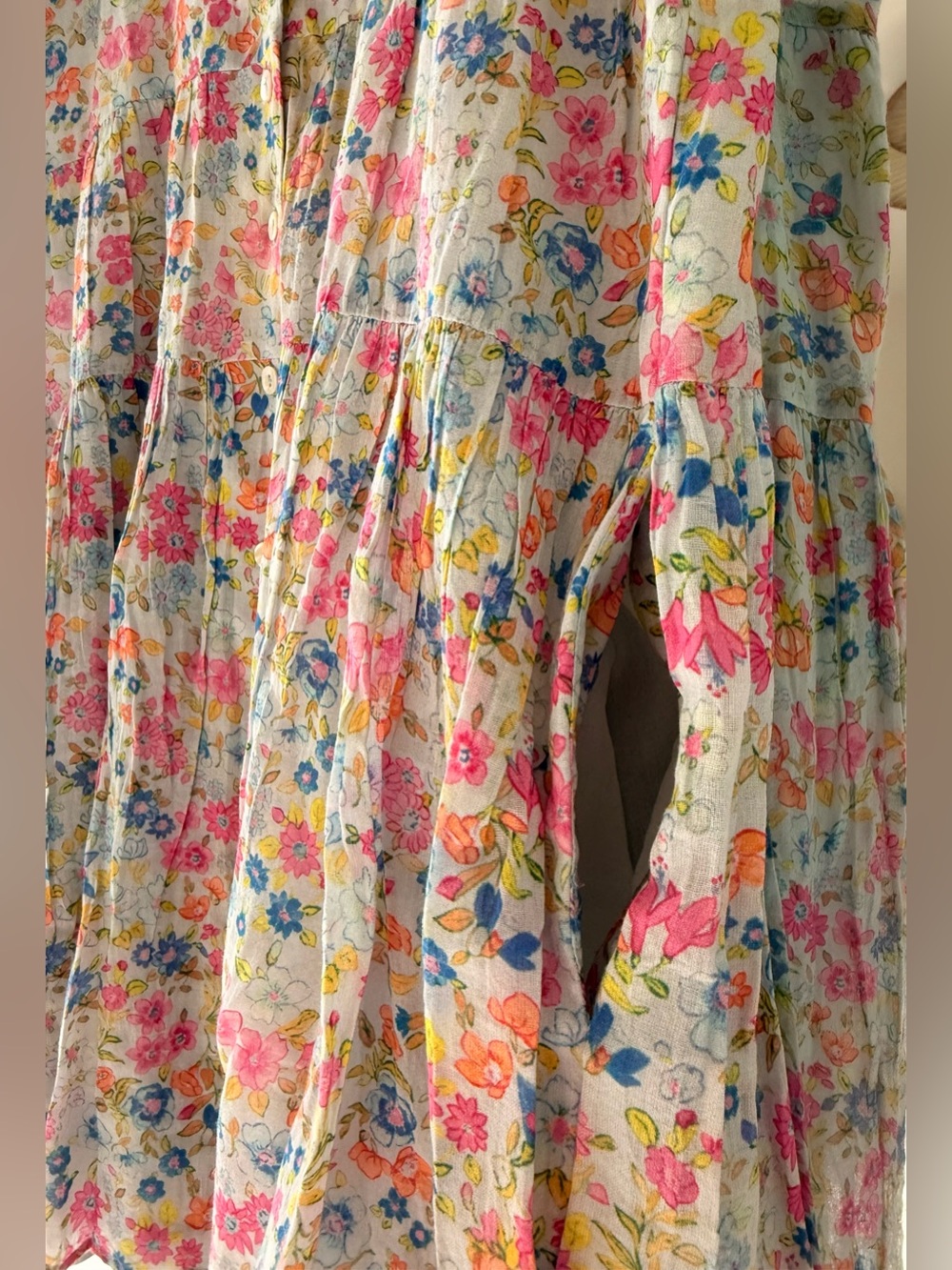 LoveShackFancy Women's Runa Floral Printed Tiered Cotton Mini Short Dress Size L - Picture 7 of 9